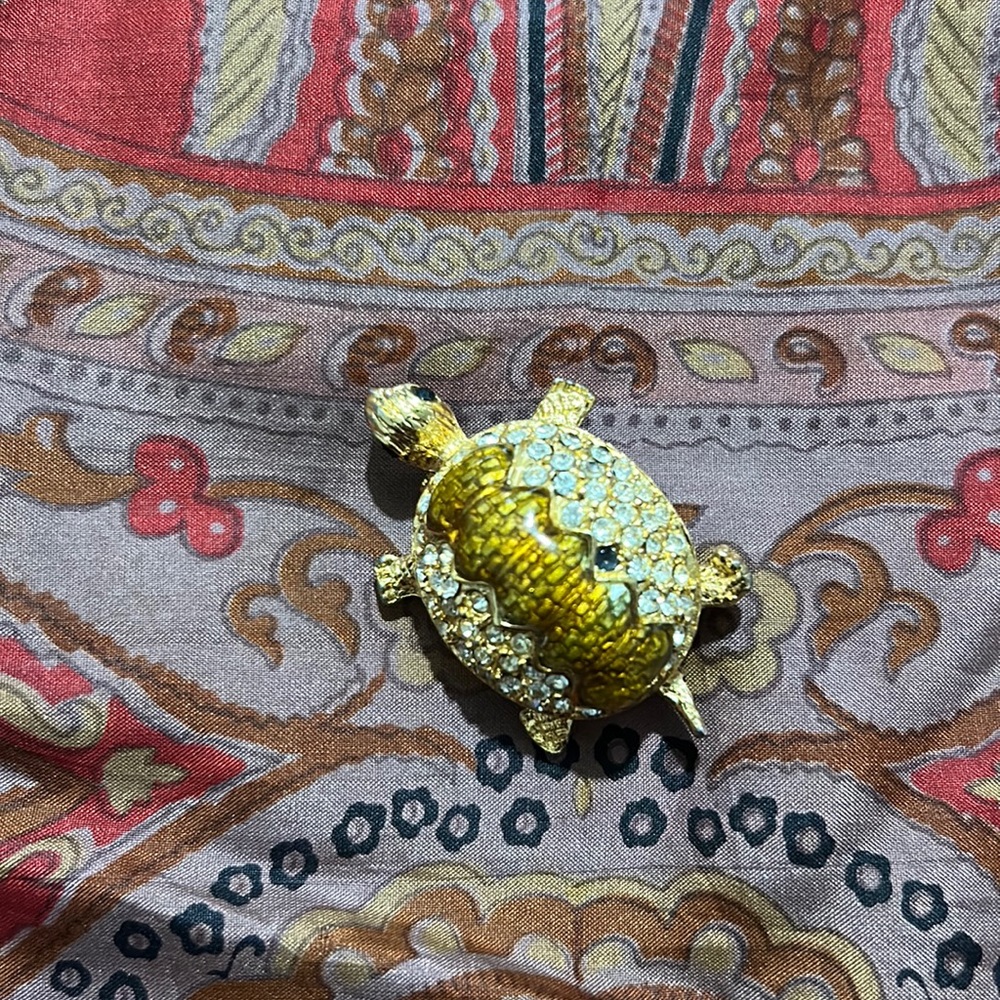 Metal turtle brooch